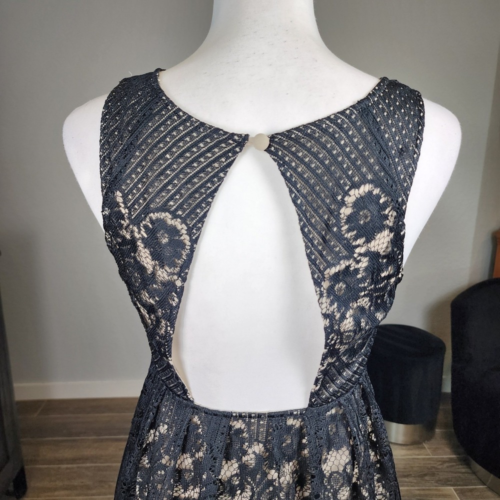 Free People Rocco Open Back Fit and Flare Dress Womens 2 Black Lace Casual Boho - Picture 5 of 10